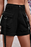 namcoverse Solid Color Cargo Denim Shorts