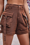 namcoverse Solid Color Cargo Denim Shorts