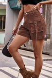 namcoverse Solid Color Cargo Denim Shorts