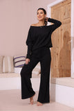 namcoverse Solid Color Long Sleeve Casual Set