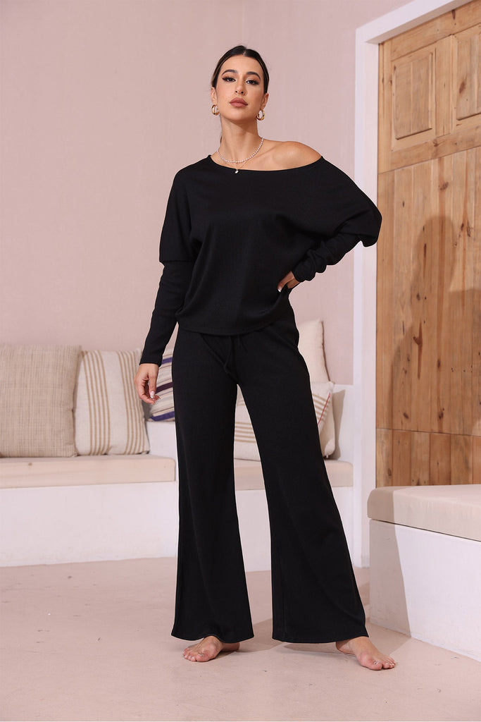 namcoverse Solid Color Long Sleeve Casual Set