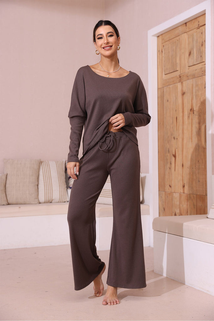 namcoverse Solid Color Long Sleeve Casual Set
