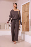 namcoverse Solid Color Long Sleeve Casual Set