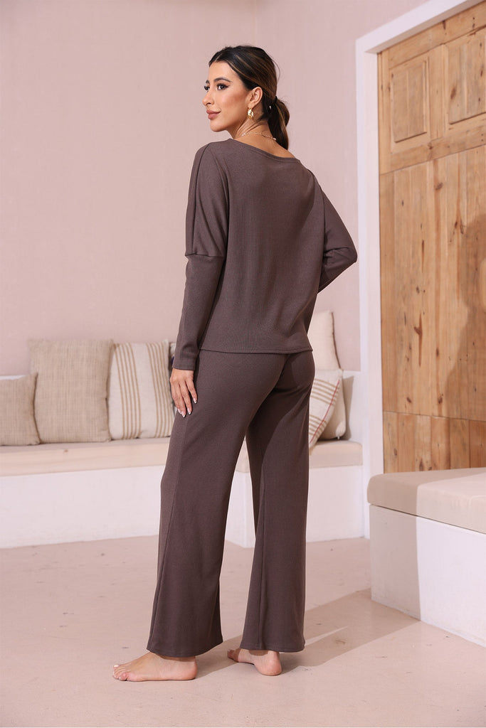 namcoverse Solid Color Long Sleeve Casual Set