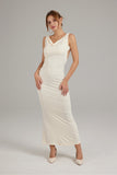 namcoverse Solid Color Cowl Neck Backless Pack Hip Dress