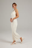 namcoverse Solid Color Cowl Neck Backless Pack Hip Dress