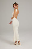 namcoverse Solid Color Cowl Neck Backless Pack Hip Dress