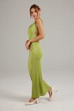 namcoverse Solid Color Cowl Neck Backless Pack Hip Dress