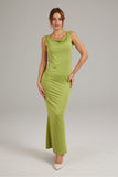namcoverse Solid Color Cowl Neck Backless Pack Hip Dress