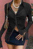 namcoverse Solid Color Flare Sleeve Shirt Tops