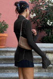 namcoverse Solid Color Flare Sleeve Shirt Tops