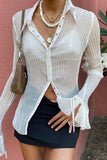 namcoverse Solid Color Flare Sleeve Shirt Tops