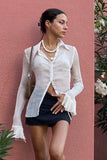 namcoverse Solid Color Flare Sleeve Shirt Tops