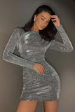 namcoverse Solid Color Glitter Ruched Mini Dress