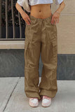 namcoverse Solid Color High Waist Cargo Pants