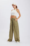 namcoverse Solid Color High Waist Cargo Pants