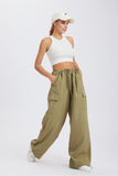 namcoverse Solid Color High Waist Cargo Pants