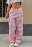 namcoverse Solid Color High Waist Cargo Pants