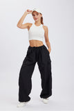 namcoverse Solid Color High Waist Cargo Pants