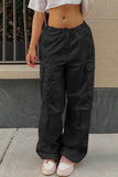 namcoverse Solid Color High Waist Cargo Pants