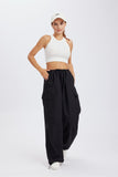 namcoverse Solid Color High Waist Cargo Pants