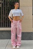 namcoverse Solid Color High Waist Cargo Pants