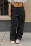 namcoverse Solid Color High Waist Cargo Pants