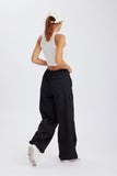 namcoverse Solid Color High Waist Cargo Pants