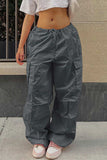 namcoverse Solid Color High Waist Cargo Pants