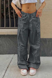 namcoverse Solid Color High Waist Cargo Pants