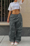 namcoverse Solid Color High Waist Cargo Pants