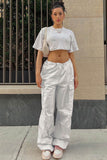 namcoverse Solid Color High Waist Cargo Pants