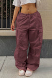 namcoverse Solid Color High Waist Cargo Pants