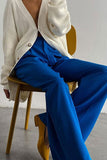namcoverse Solid Color High Waist Loose Suit Pants