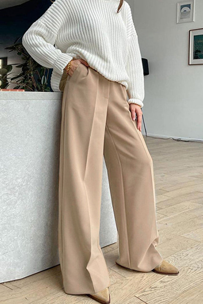 namcoverse Solid Color High Waist Loose Suit Pants