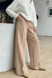 namcoverse Solid Color High Waist Loose Suit Pants