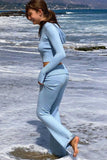 namcoverse Solid Color Knitted Hoodie Long Pants Set