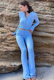 namcoverse Solid Color Knitted Hoodie Long Pants Set