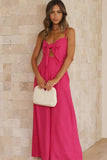namcoverse Solid Color Knot-front Wide Leg Cami Jumpsuits