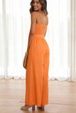 namcoverse Solid Color Knot-front Wide Leg Cami Jumpsuits