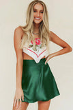 namcoverse Solid Color Lace Up Mini Skirt