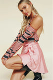 namcoverse Solid Color Lace Up Mini Skirt