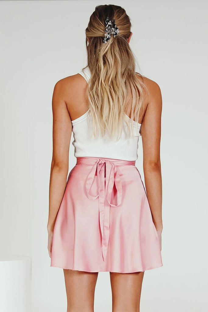 namcoverse Solid Color Lace Up Mini Skirt