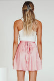 namcoverse Solid Color Lace Up Mini Skirt