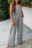 namcoverse Solid Color Pocketed Loose Jumpsuits