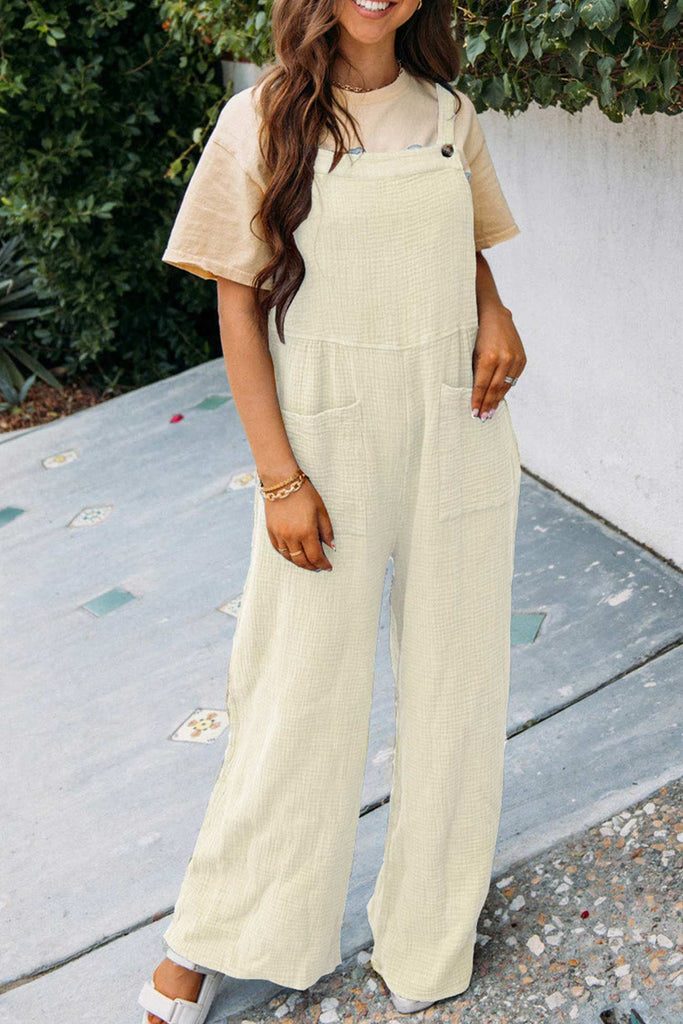namcoverse Solid Color Pocketed Loose Jumpsuits