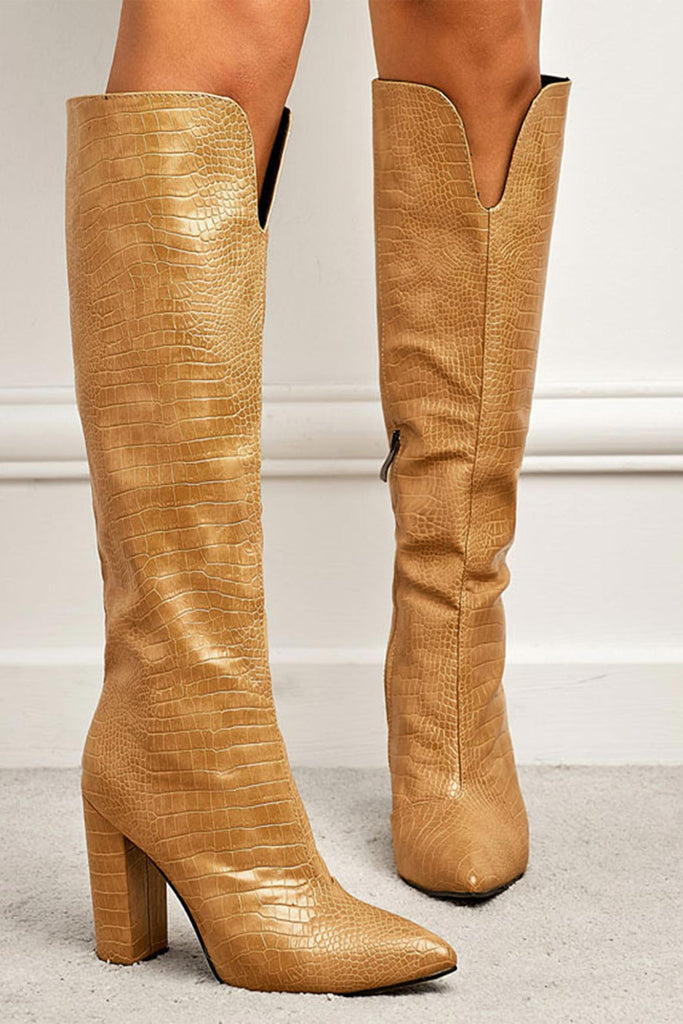 namcoverse Solid Color Pointed-Toe Knee High Boots