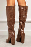 namcoverse Solid Color Pointed-Toe Knee High Boots