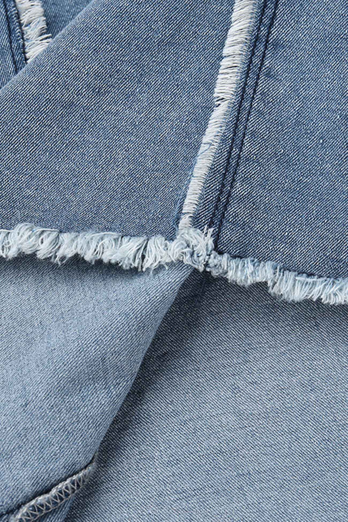 namcoverse Solid Color Raw Edge Strapless Denim Dress