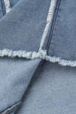 namcoverse Solid Color Raw Edge Strapless Denim Dress